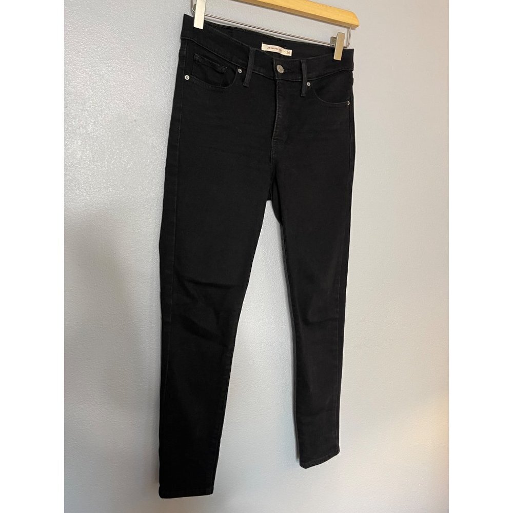 Levis 311 Women's SZ 26 Shaping Skinny Denim Black Jeans High Waist - Picture 5 of 10